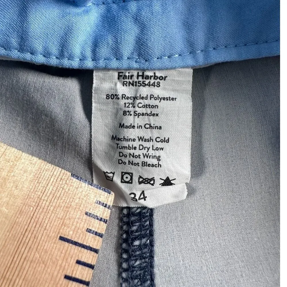Fair Harbor Board Shorts Mens 34 Unlined Navy Blue Striped Swim Trunks Surf Gym